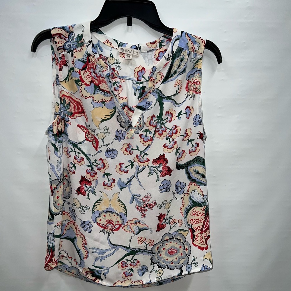 Elaine Rose Blouse Womens Medium Multicolor Sleeveless 100% Polyester Floral